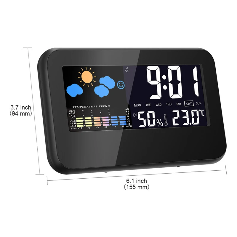 DC-002 Digital Weather Station Thermometer Hygrometer Alarm Clock Smart Sound Control Clock