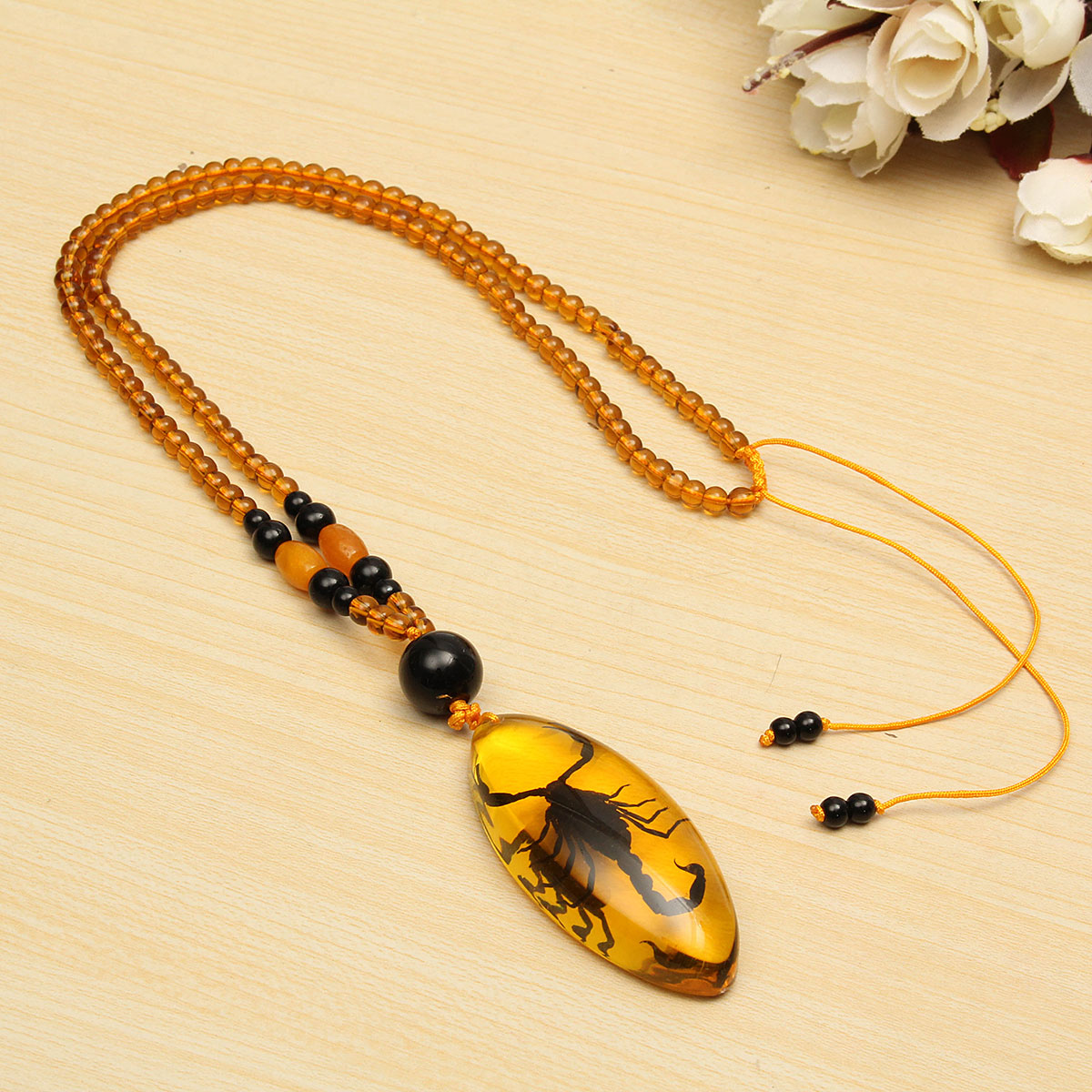 Natural Insects Amber Scorpion Inclusion Pendant Necklace Just $3.23 SHIPPED!