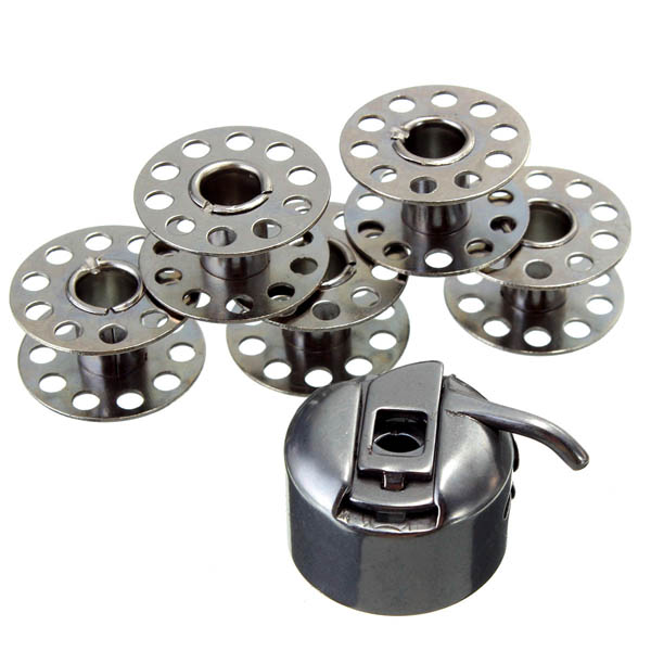 

Stainless Steel Sewing Machine Accessories 5 Bobbins 1 Bobbin Case For Brother Toyata Singer