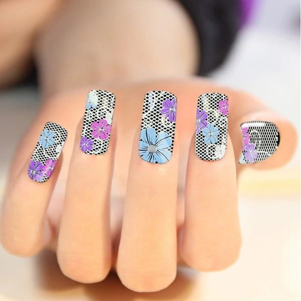 Flower Floral Design Color Change Changing Nail Sticker Changed with Sunlight UV Light