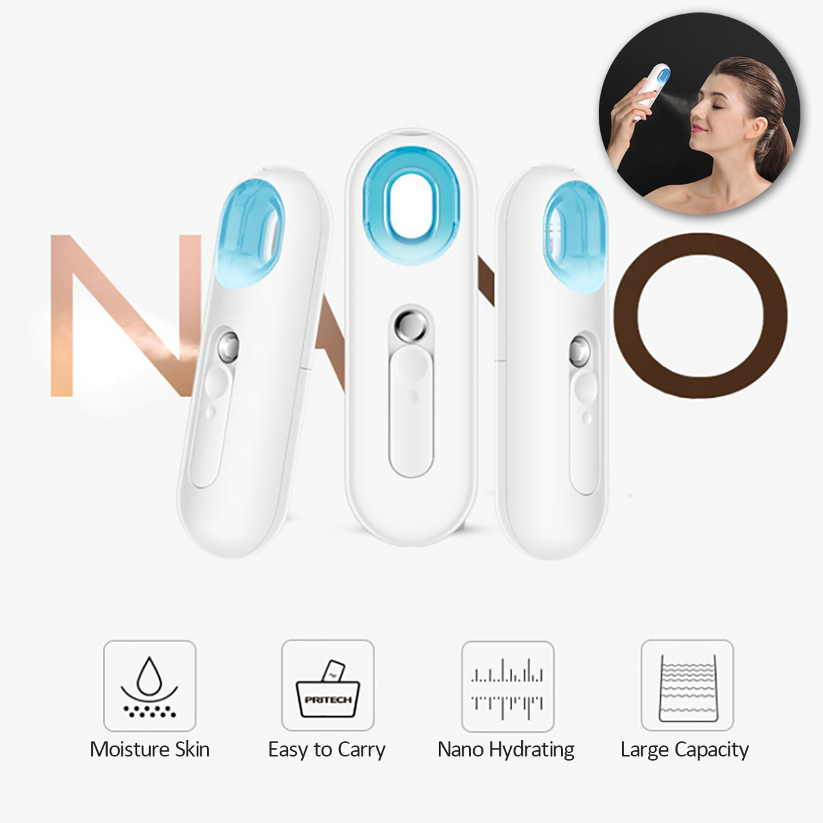 

22ML Portable Nano Mist Spray Atomization Mister Face Facial