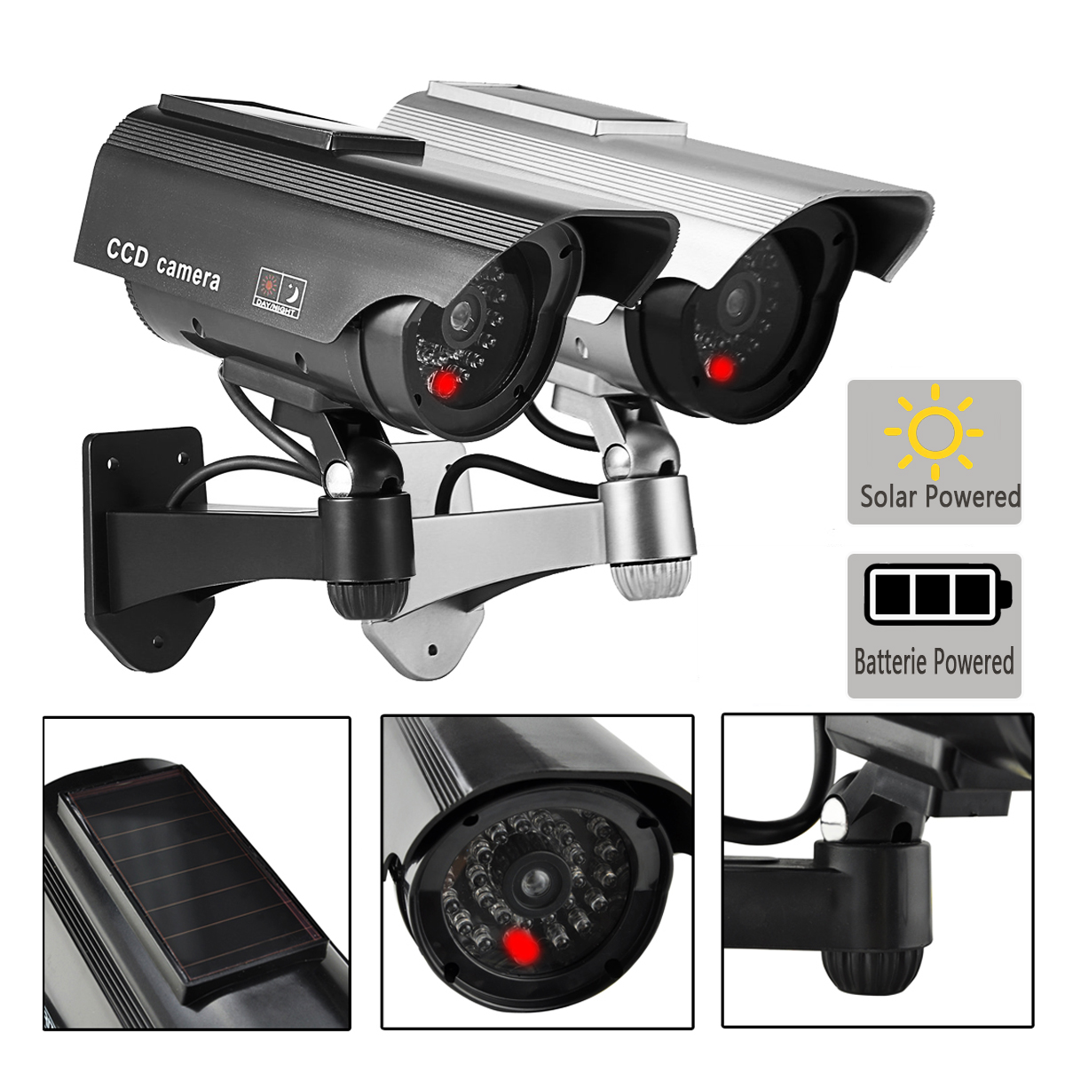Solar Power Fake Camera CCTV Realistic Flashing IR Dummy Security Camera Blinking 15