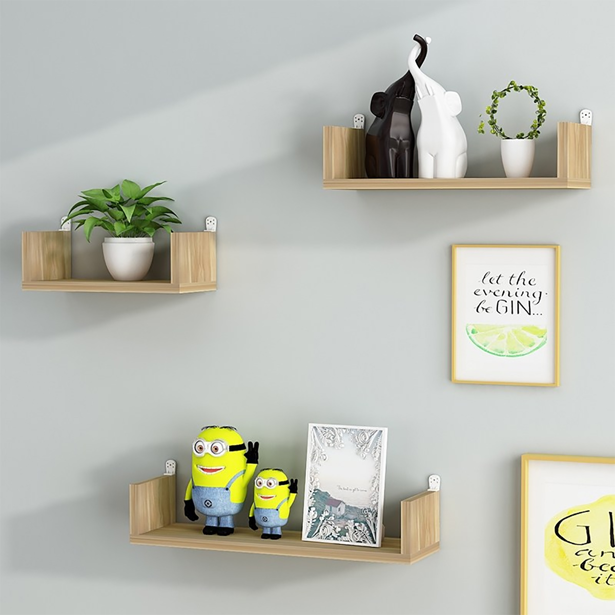 Find U Shape Wall Mounted Storage Shelves Room Display Floating Shelf Units MDF Wood for Sale on Gipsybee.com with cryptocurrencies