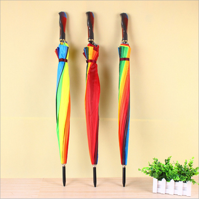 

Umbrella manufacturers spot wholesale rainbow umbrella tri-fold umbrella long handle automatic straight umbrella
