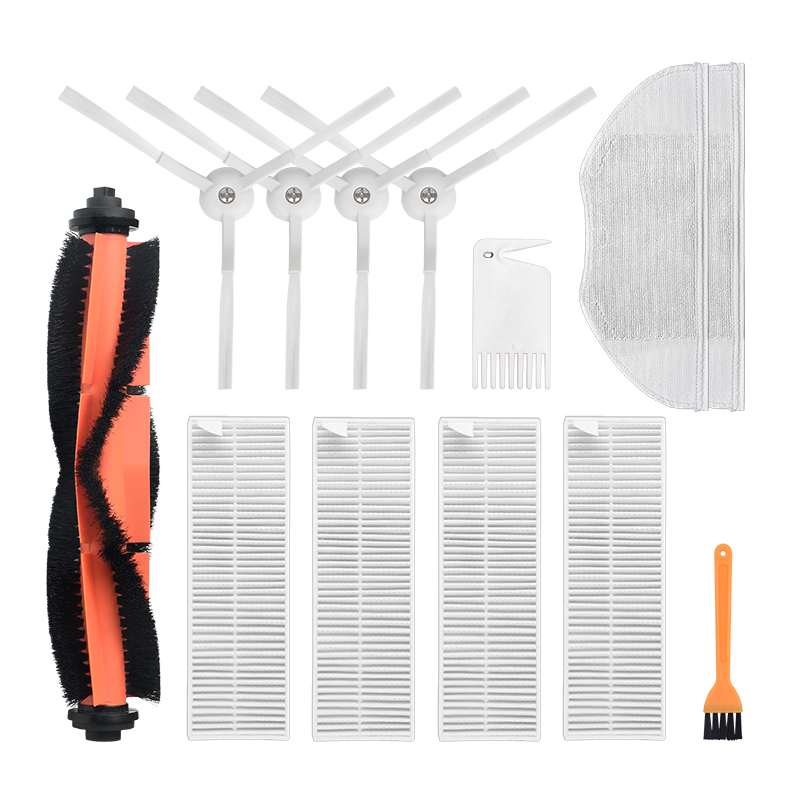13pcs Replacements for Xiaomi Mijia G1 Vacuum Cleaner Parts Accessories Main Brush*1 Side Brushes*4 HEPA Filter*4 Mop Clothes*2 Cleaning Tool*1 Yellow Cleaning Tool*1 Non-original 1