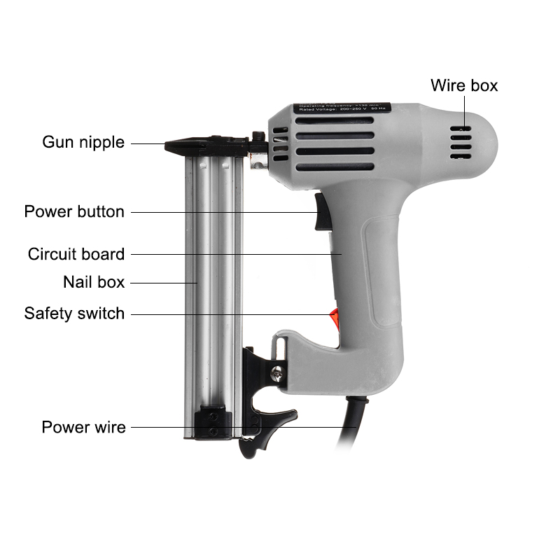 220V 1800W F30 Nail Electric Straight Nailer Nailing Device Woodworking Portable