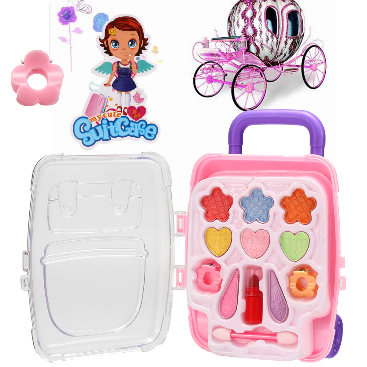 

Mini Suitcase Princess Pretend Makeup Set Kit Girls Kids