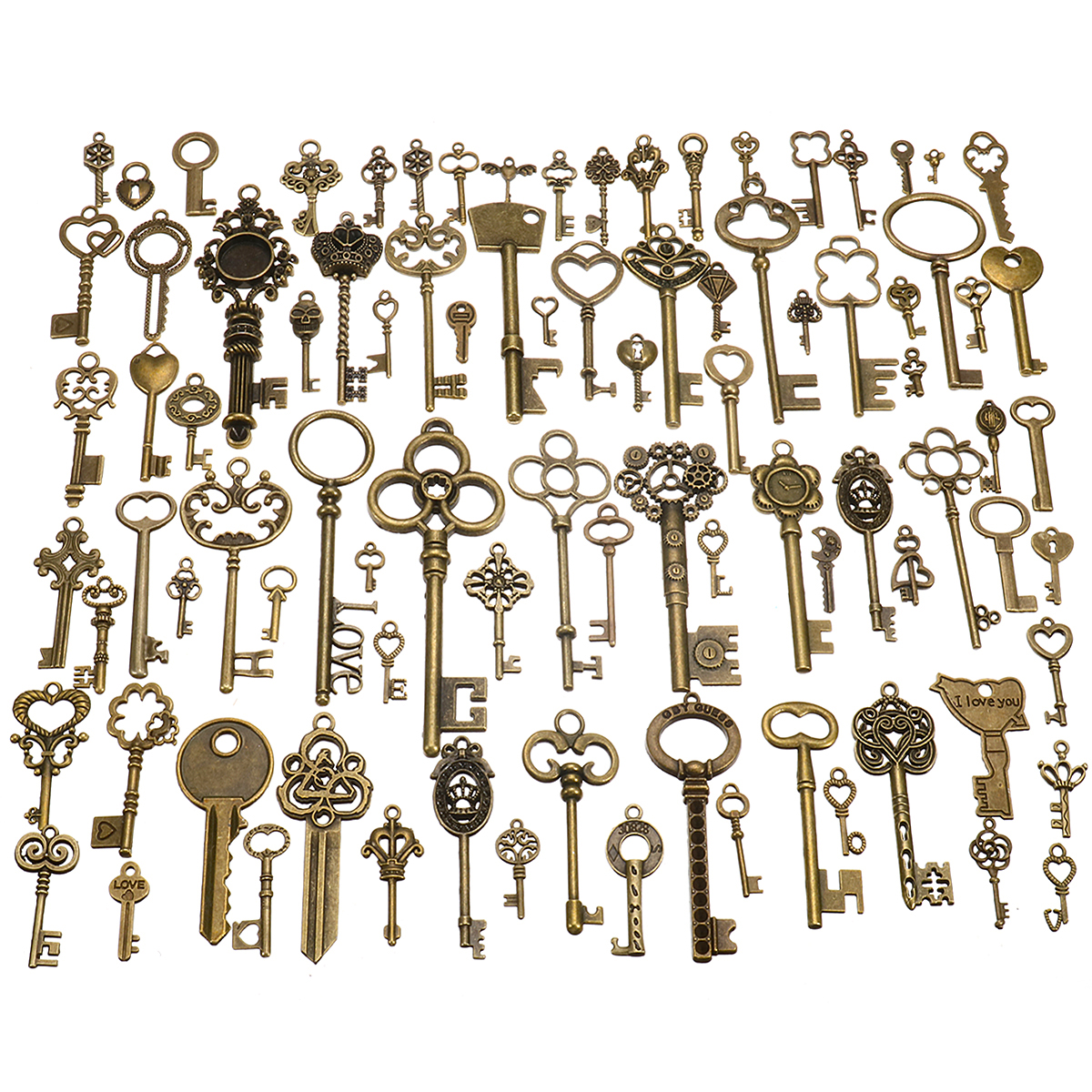 

90pcs Antique Vintage Old Ornate Skeleton Keys Lot Pendant Fancy Heart Decorations Gifts