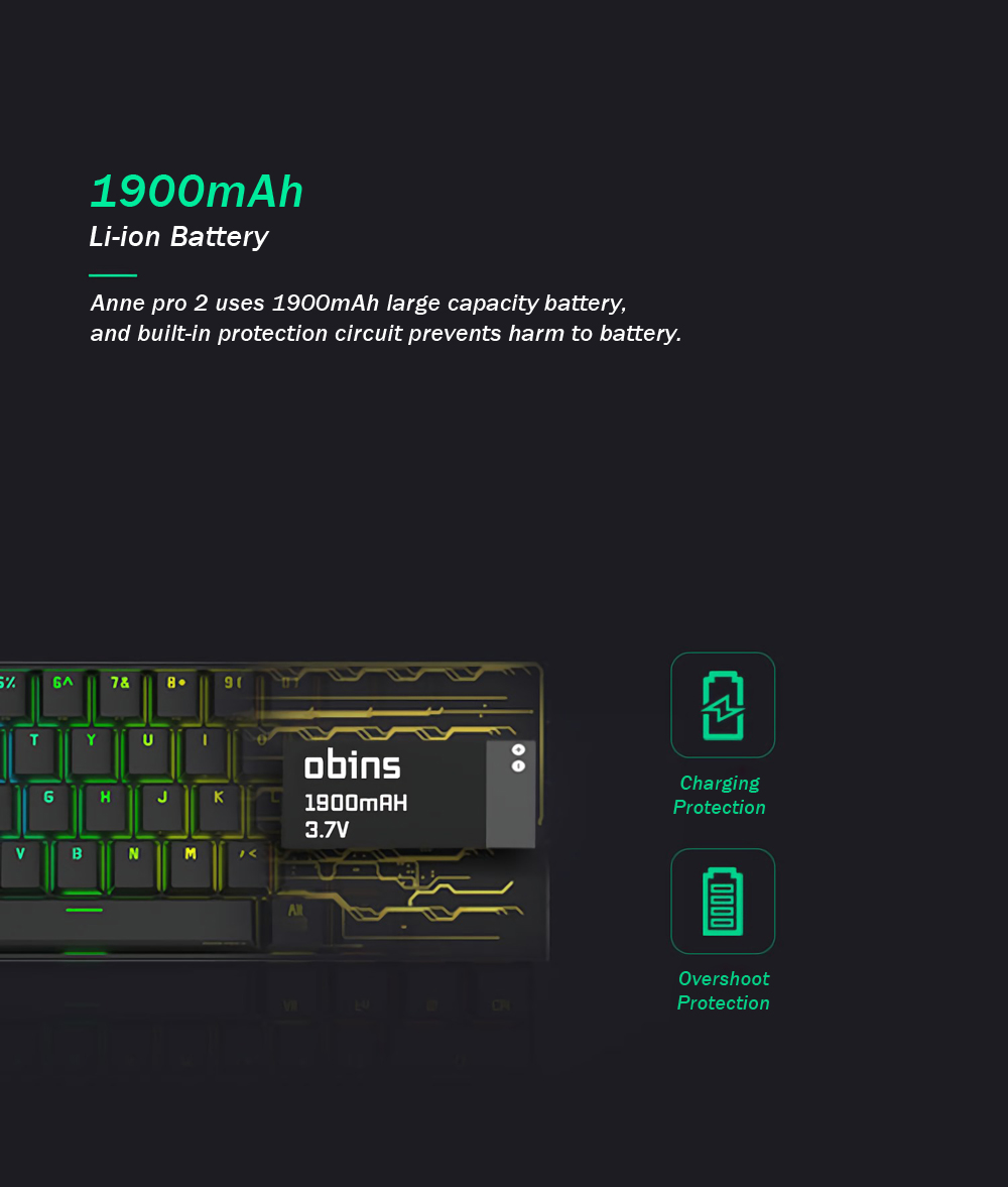 [Kailh BOX Switch]Obins Anne Pro 2 60% NKRO bluetooth 4.0 Type-C RGB Mechanical Gaming Keyboard 5