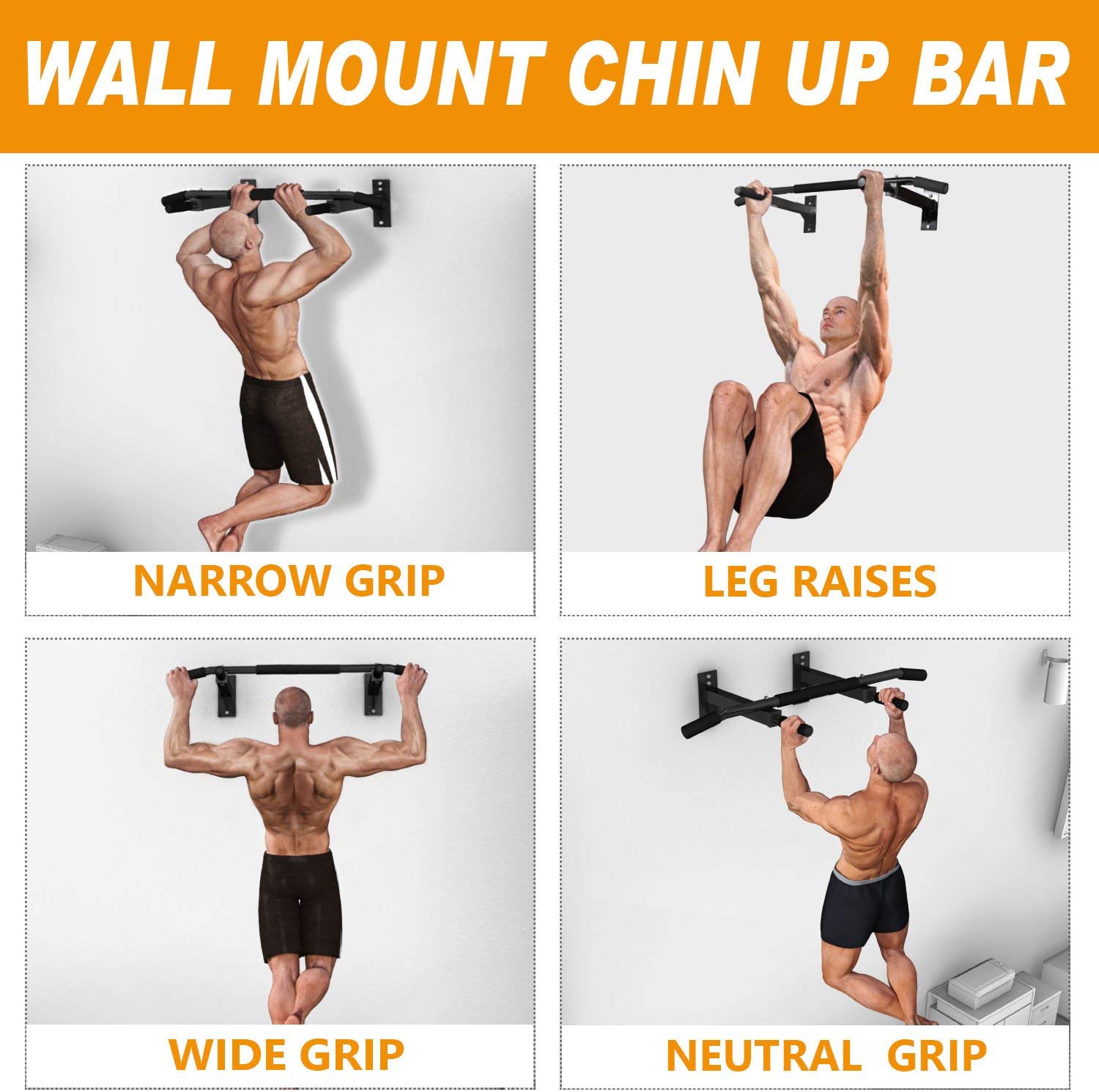 Wall mounted pull up bar - various usage