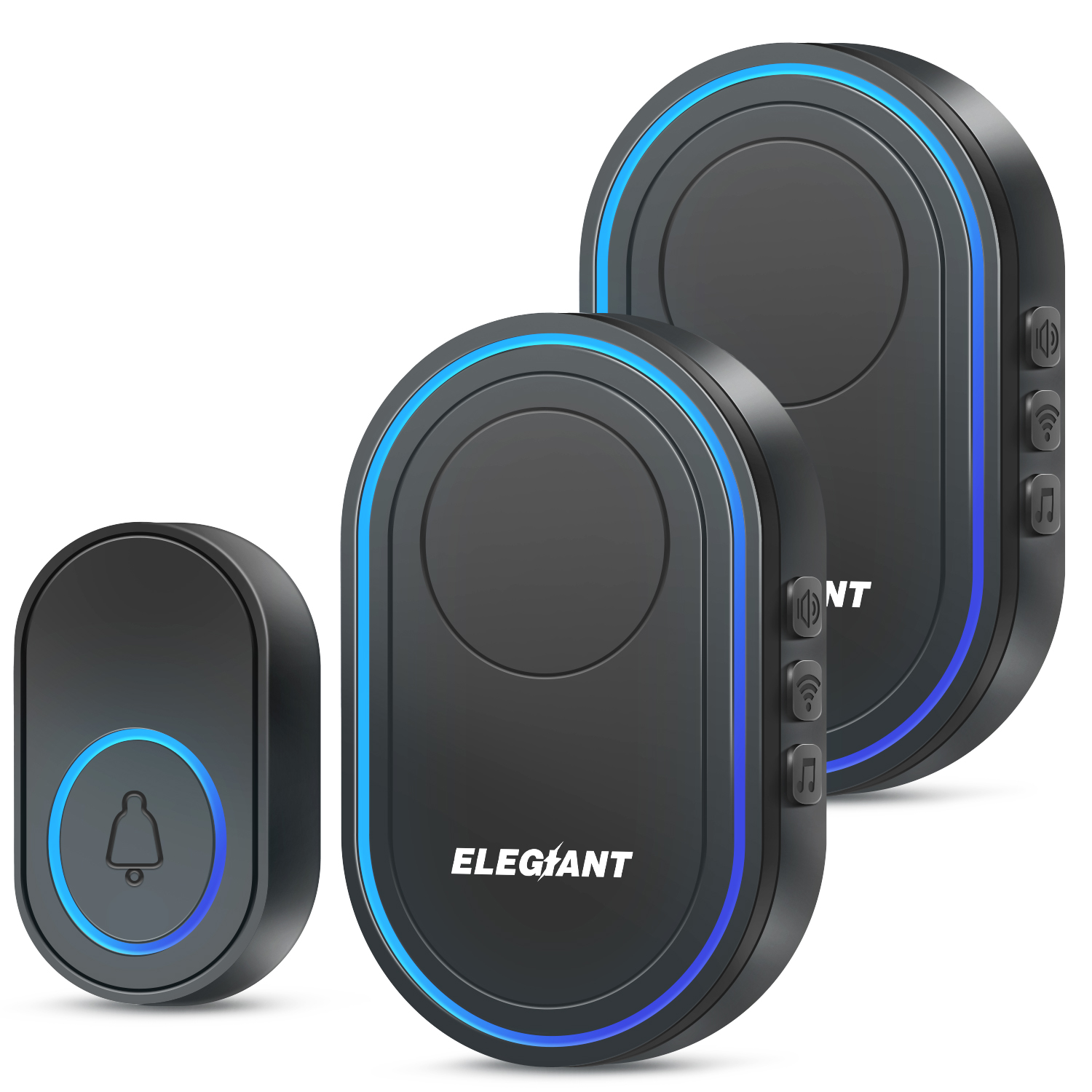 Find ELEGIANT Wireless Doorbell Waterproof 1Button 2 Receivers LED Flash Doorbell Chime with 37 Chimes 7 Volume Levels for Home Office Classroom for Sale on Gipsybee.com with cryptocurrencies