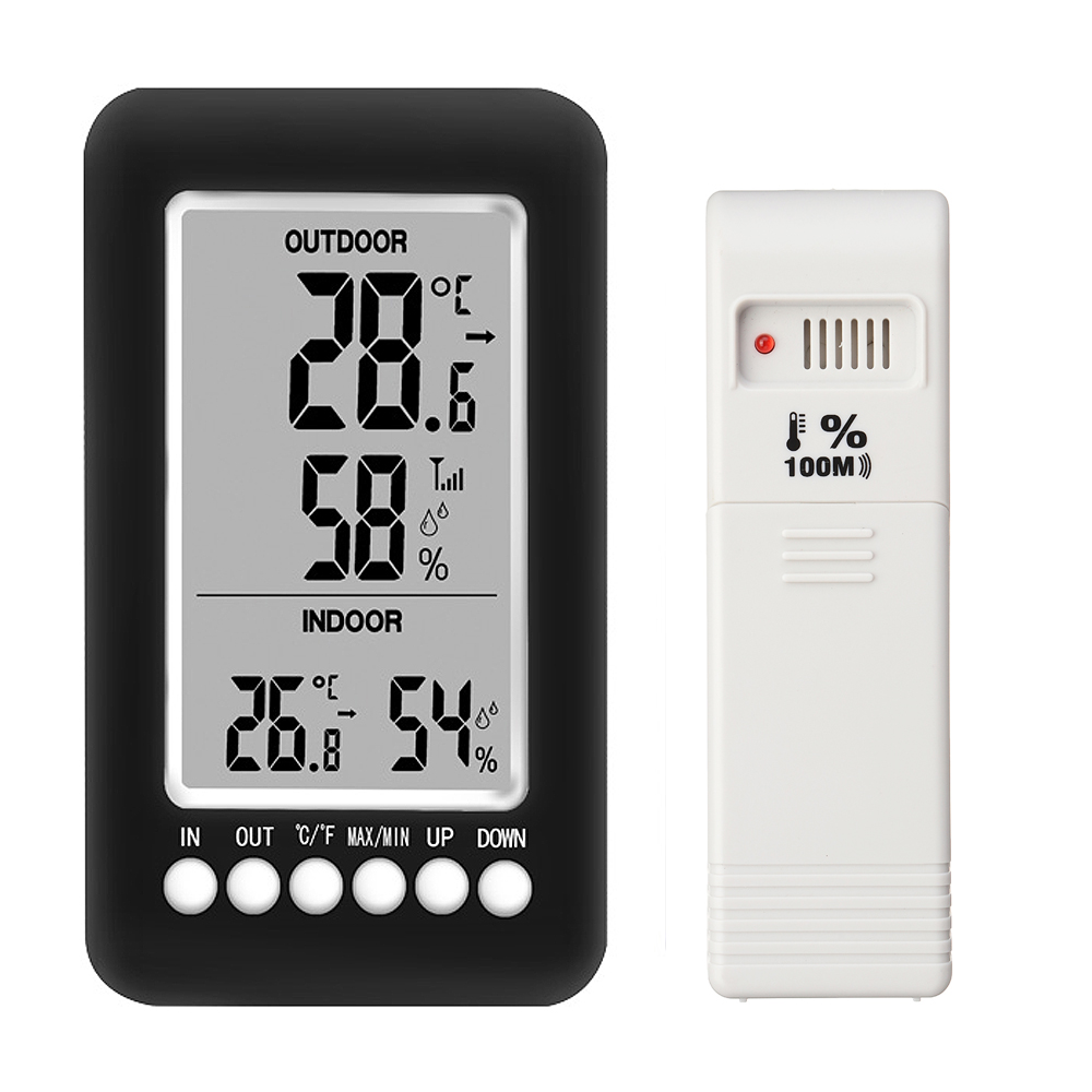 

Room Wireless Digital LCD Display Alarm Thermometer Indoor Outdoor Humidity Temp