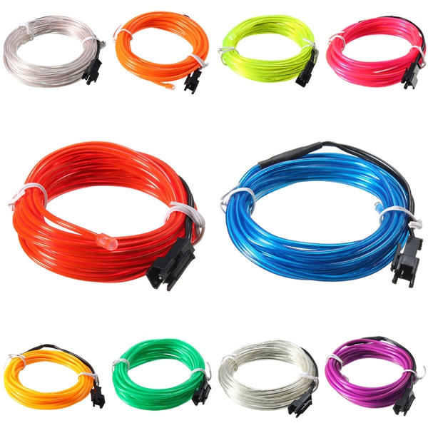 

3M EL Led Flexible Soft Tube Wire Neon Glow Car Rope Strip Light Xmas Decor DC12V