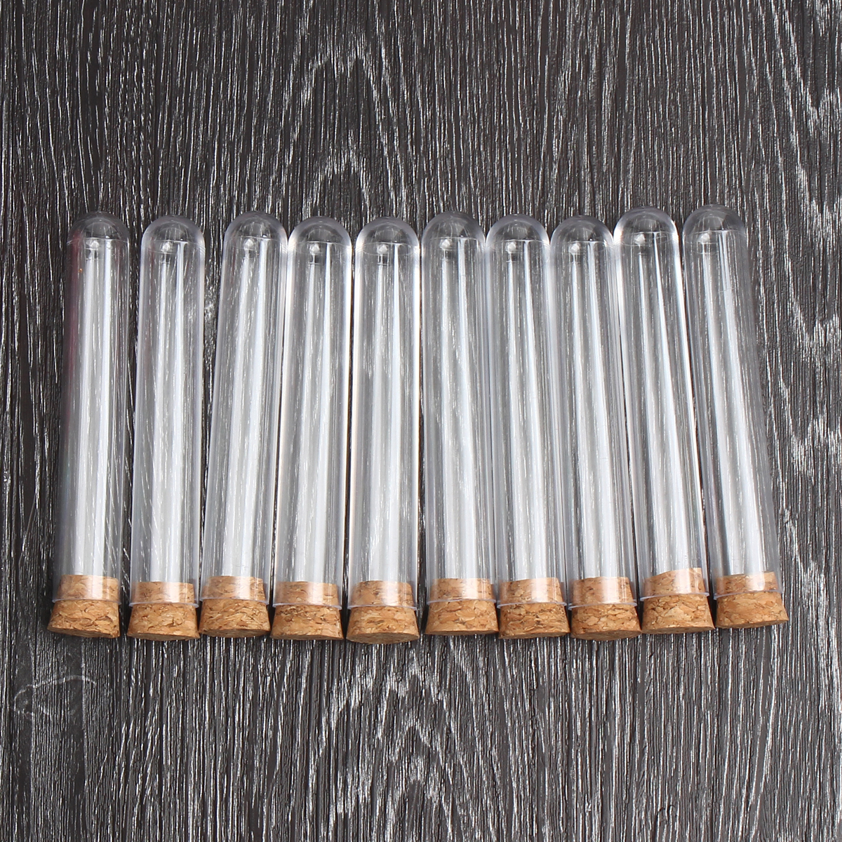 

10Pcs 18*100mm Plastic Glass Test Tube With Cork Stopper Lab Supplies