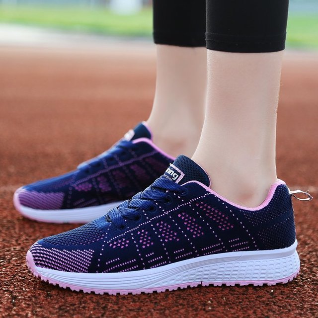 

Season Sports Women's Shoes Flying Woven Running Shoes Breathable Mesh Shoes Lightweight Mesh Low To Help Students Mesh Casual Shoes