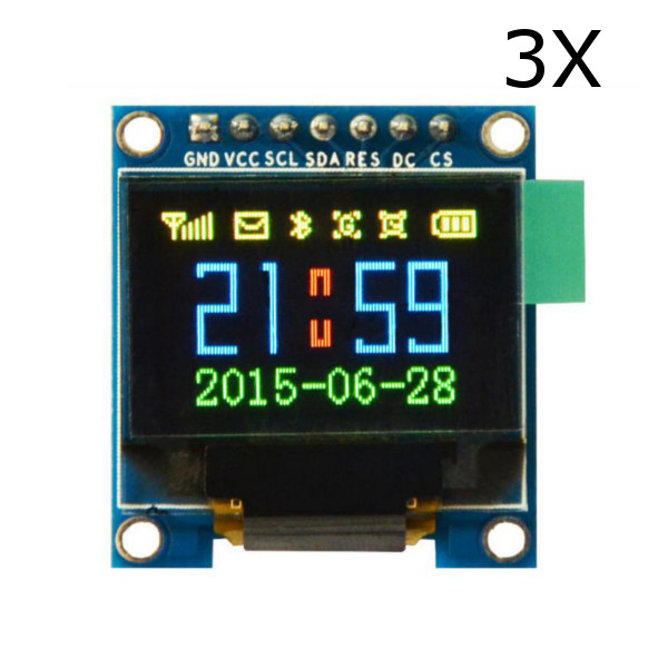 

3Pcs 0.95 Inch 7pin Full Color 65K Color SSD1331 OLED Display SPI For Arduino