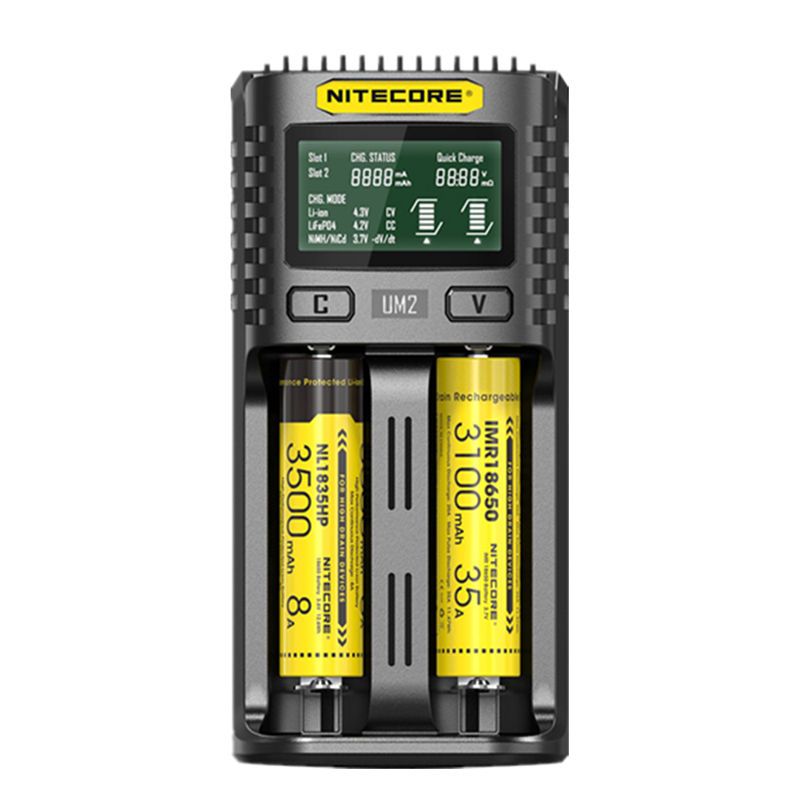 

NITECORE UM2 LCD Screen Display 5V/2A Lithium Battery Charger 2-Slots Smart Rapid Charger For NITECORE 18650 Battery