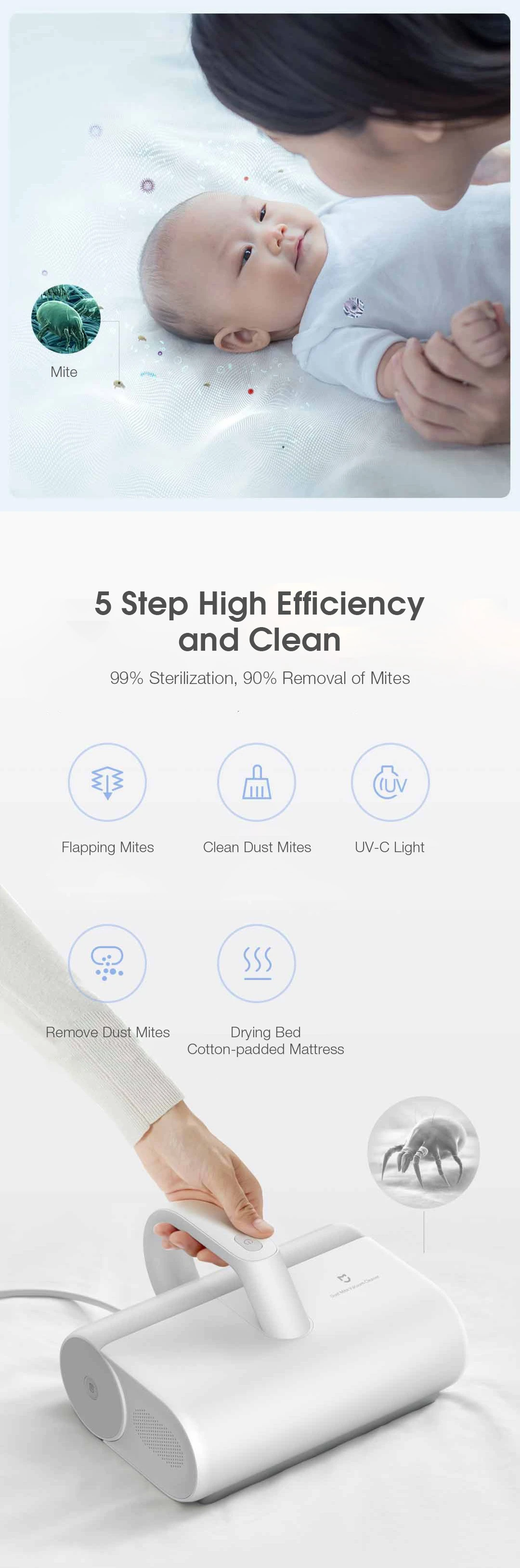 Xiaomi Mijia MJCMY01DY UV Sterilization Anti-Mites Mattress Vacuum Cleaner 9