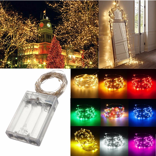 

4м 40 LED серебряной проволоки фея свет шнура от батареи водонепроницаемые Рождество партия декор