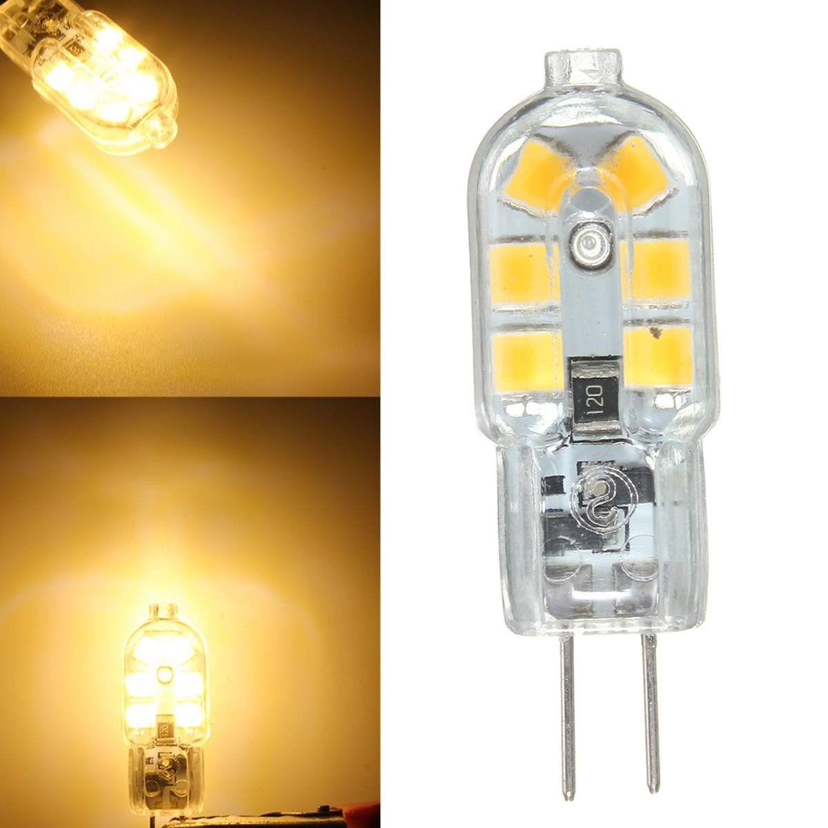 

6PCS DC12V G4 2W Non-dimmable SMD2835 Warm White Transparent LED Light Bulb for Indoor Home Decor