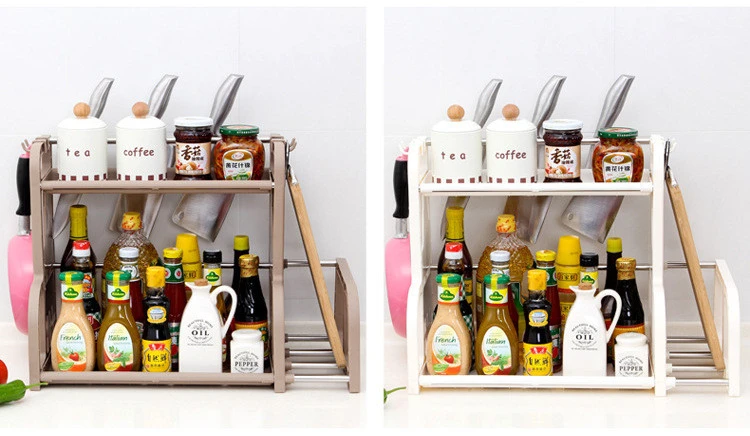 Double Layer Spice Jar Rack Storage Shelf Pantry Kitchen Cabinet Cupboard Holder