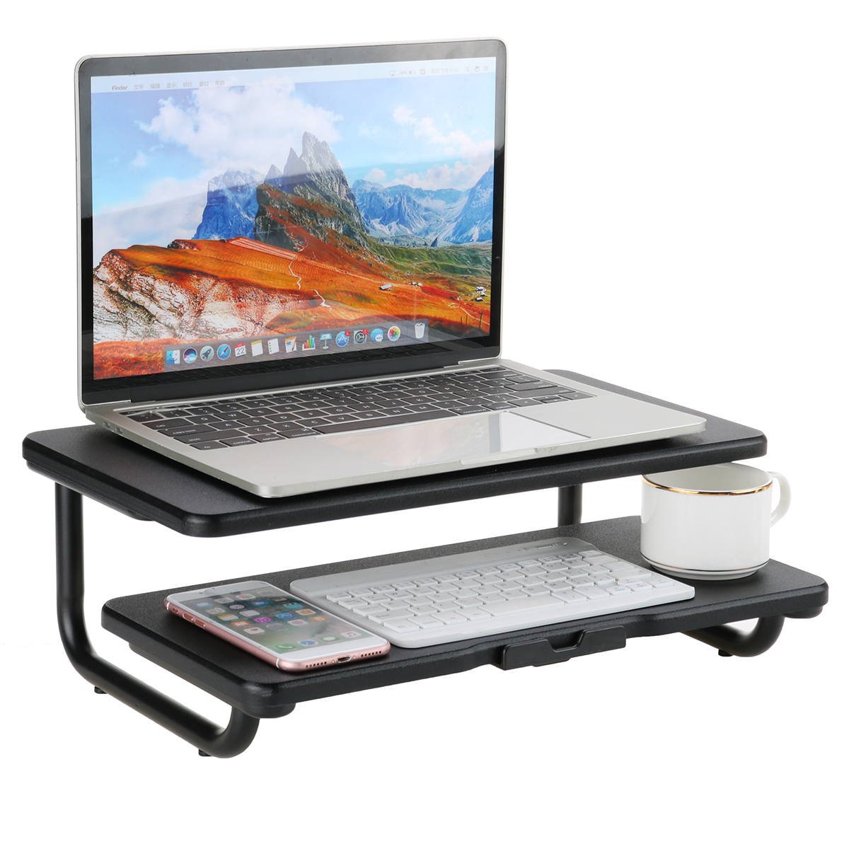 Find Multifunction Double Layer Monitor Riser Macbook Desktop Stand Organizer with Mobile Phone Holder for Sale on Gipsybee.com with cryptocurrencies