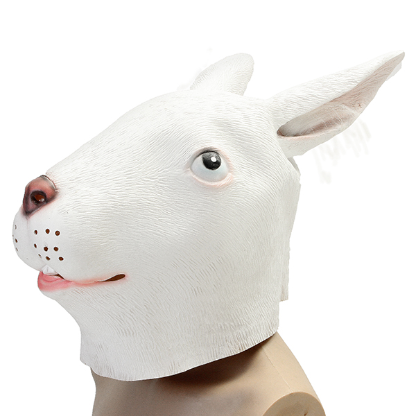 

Rabbit Mask Creepy Animal Halloween Costume Theater Prop Party Cosplay Deluxe Latex