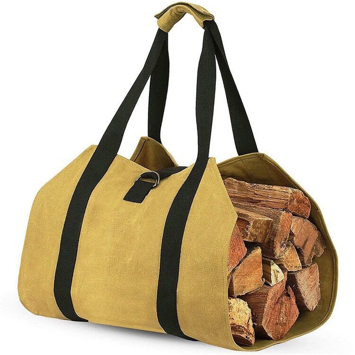 

Log Carrier Wood Carrying Bag Firewood Carrier for Fireplace 16oz Waxed Canvas