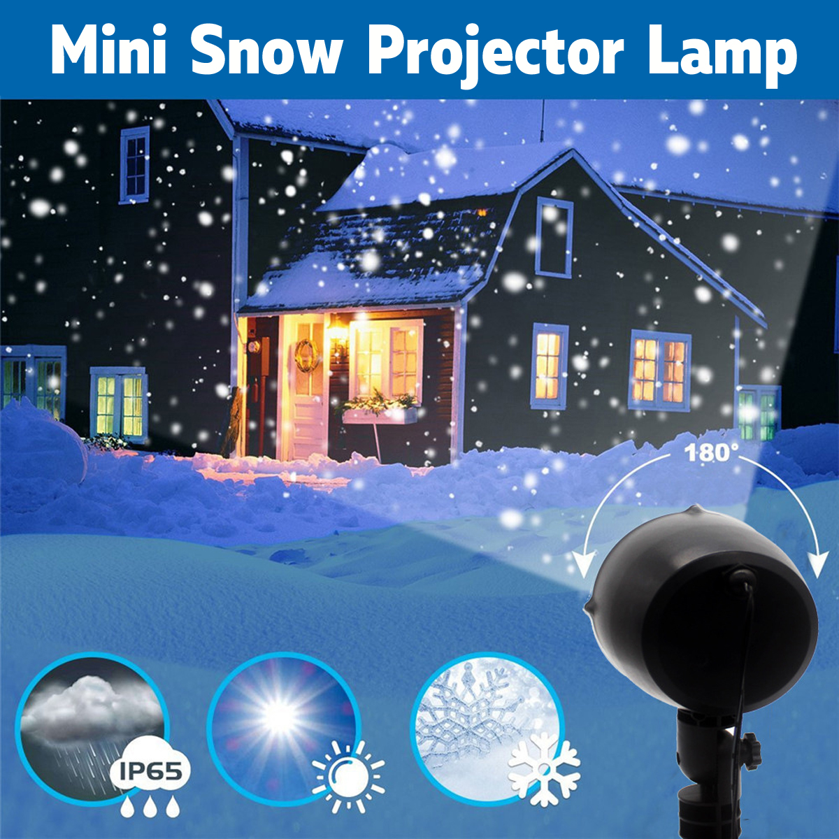 5W Moving Snowflake Snow LED Mini Projector Light Adjustable Waterproof Lamp 16