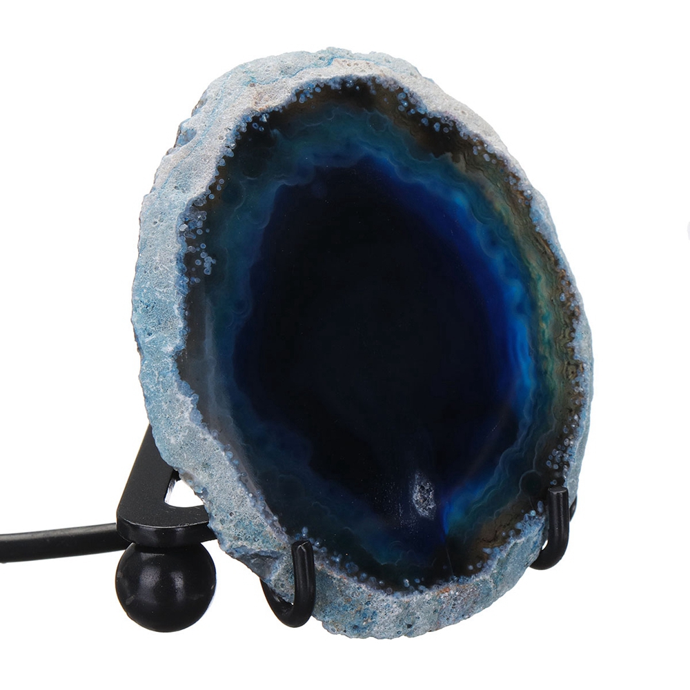 Colorful Natural Polished Agate Slice USB LED Lamp Night Light with Iron Stand 