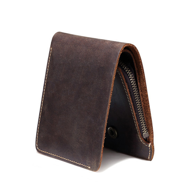 

Bifold Cowhide Genuine Leather Short Wallet Slim Coin Purse