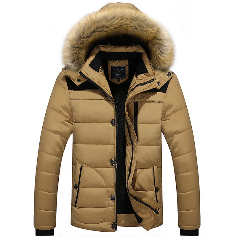 

Mens Thick Winter Hooded Detachable Splice Big Size Jacket