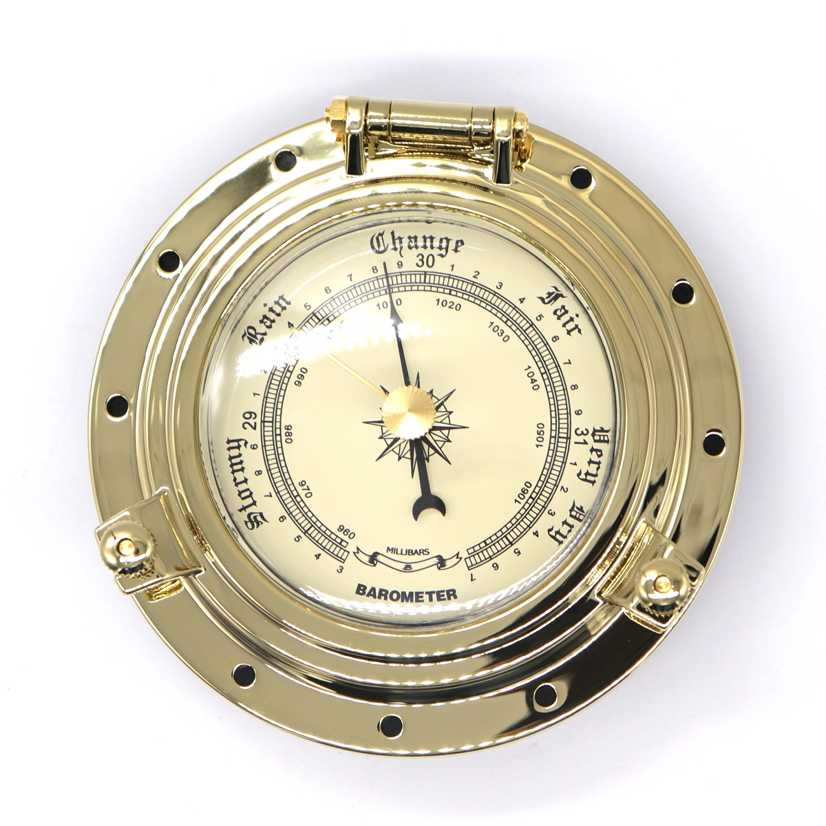 

Gold Chrome Roman Vintage Barometer Clock Boat Marine Camper Van Caravan Motorhome RV