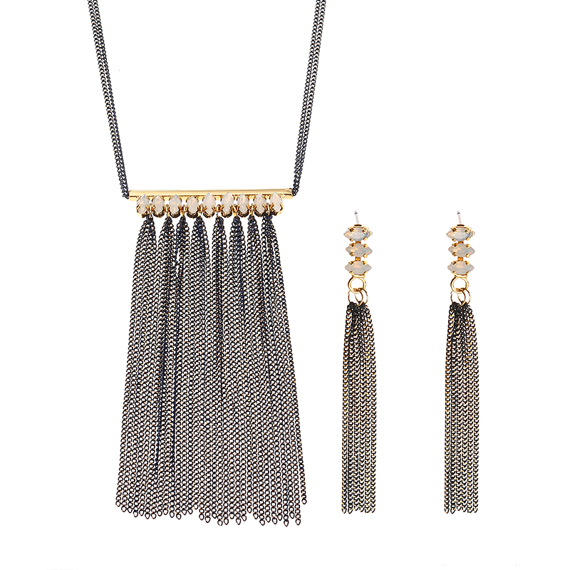 

JASSY® 18K Позолоченные комплекты ювелирных изделий Punk Tassel Кулон Ожерелье Серьги для Женское Подарок
