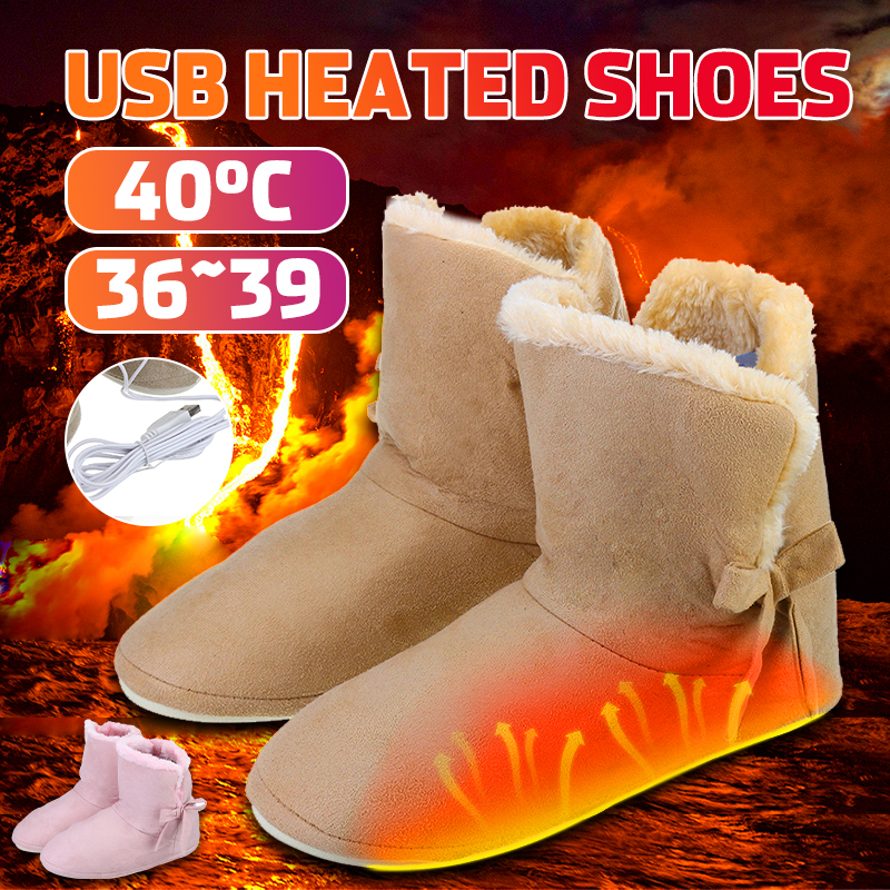 Find USB Powered Pocket Plush Heater Heating Boot Foot Winter Warm Washable Outdoors Hiding Women Heated Shoes for Sale on Gipsybee.com with cryptocurrencies
