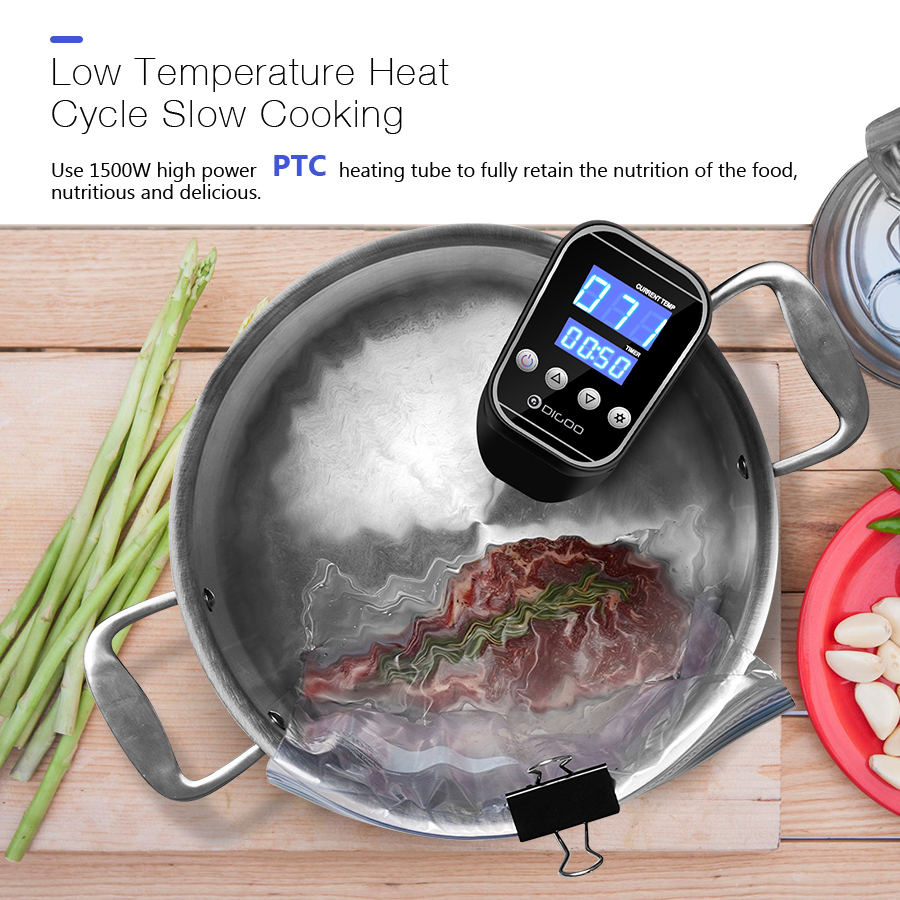 Digoo DG-SV10 Sous Vide Cooker Digital Accurate Temperature Control LED Touch Screen Screen Display Thermal Immersion Circulator Slow Cooker With Adju 9