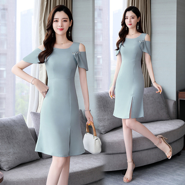 

Feminine Off-the-shoulder Women's Dress Day New Temperament Was Thin In The Long Paragraph Small Chiffon Skirt
