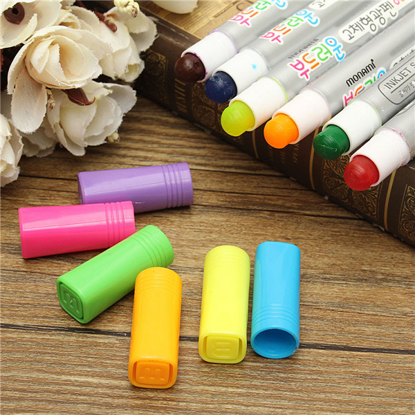

6Pcs Marker Colors Highlighter Fluorescent Gel Solid Paint Pen Drawing Graffiti Marker Stationery School Art Students Su