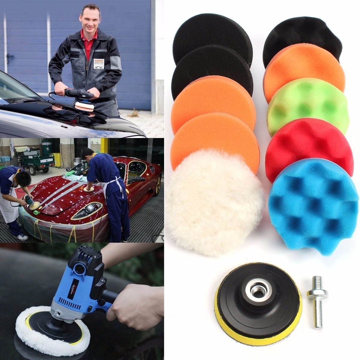 

Car Waffle Buffer Polishing Pads 3/4/5/6/7 Inch Cleaning Sponge Waxing Boat Car Buffer Drill Wheel Removes Scratches