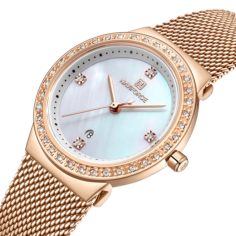 

NAVIFORCE 5005 Crystal Casual Style Ladies Wrist Watch Waterproof Stainless Steel Band Quartz Watch