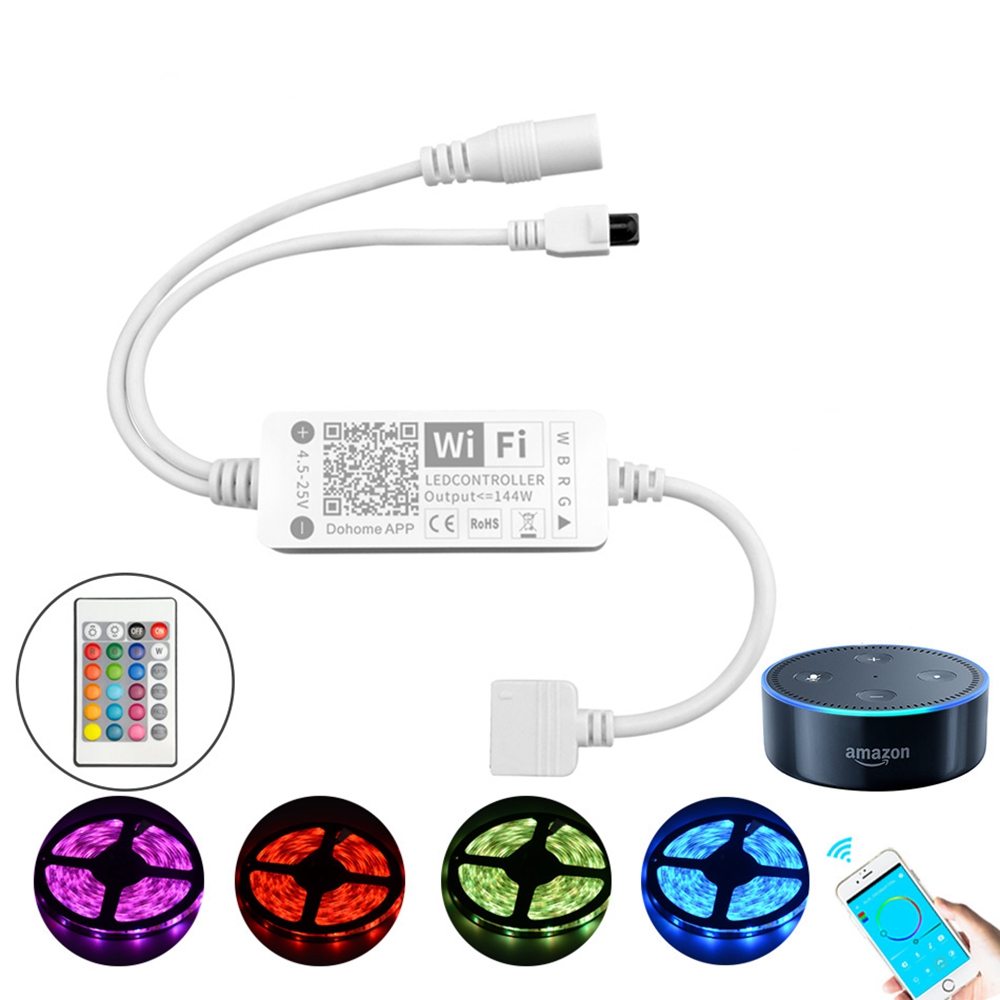 

DC5-25V 144W 5Pin LED Strip Light Controller with Apple HomeKit APP WiFi RGBW Voice Control Work With Alexa Google Assistant