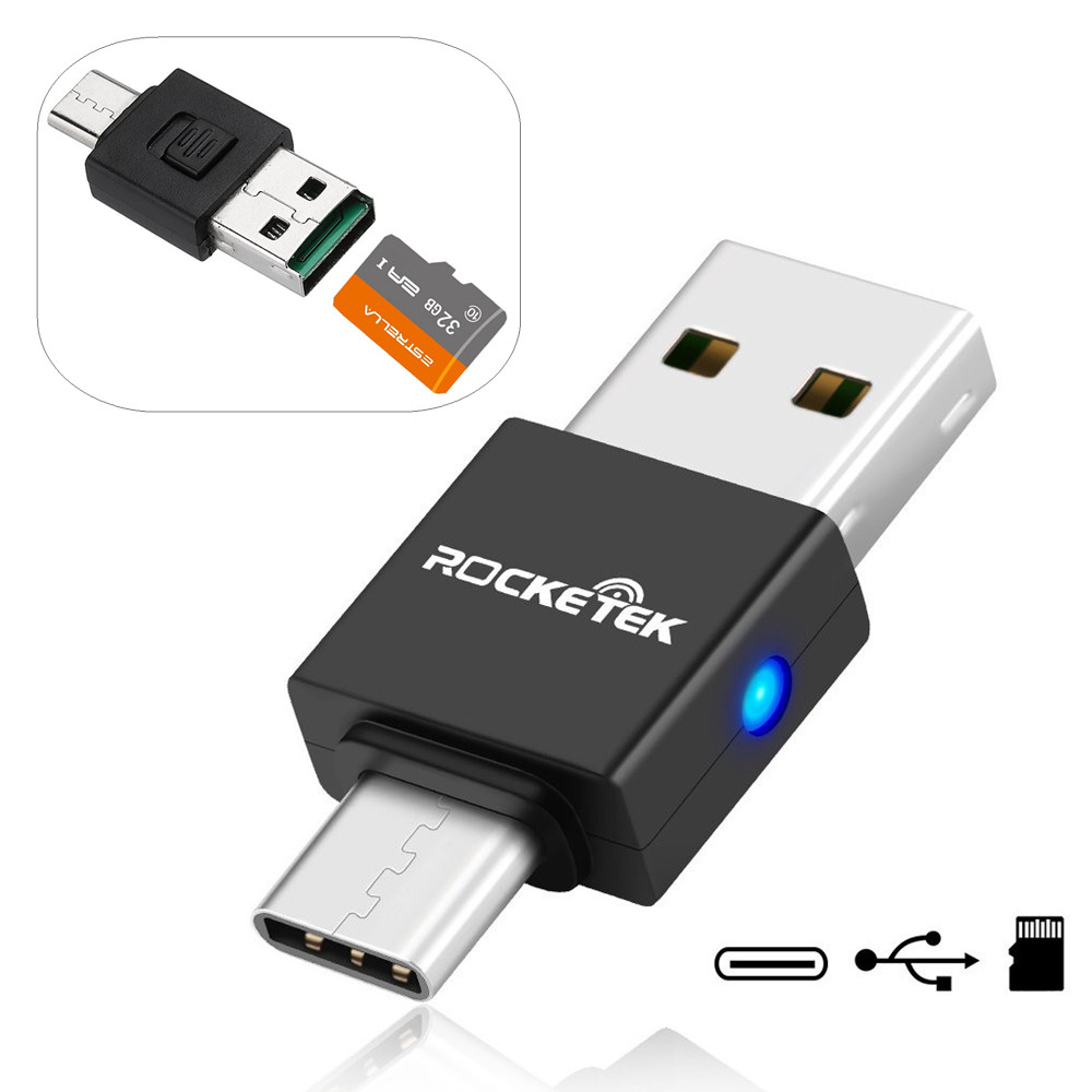 

Rocketek Mini Type-c USB 2.0 Flash Memory TF Card Reader with OTG for Xiaomi Huawei Moible Phone PC
