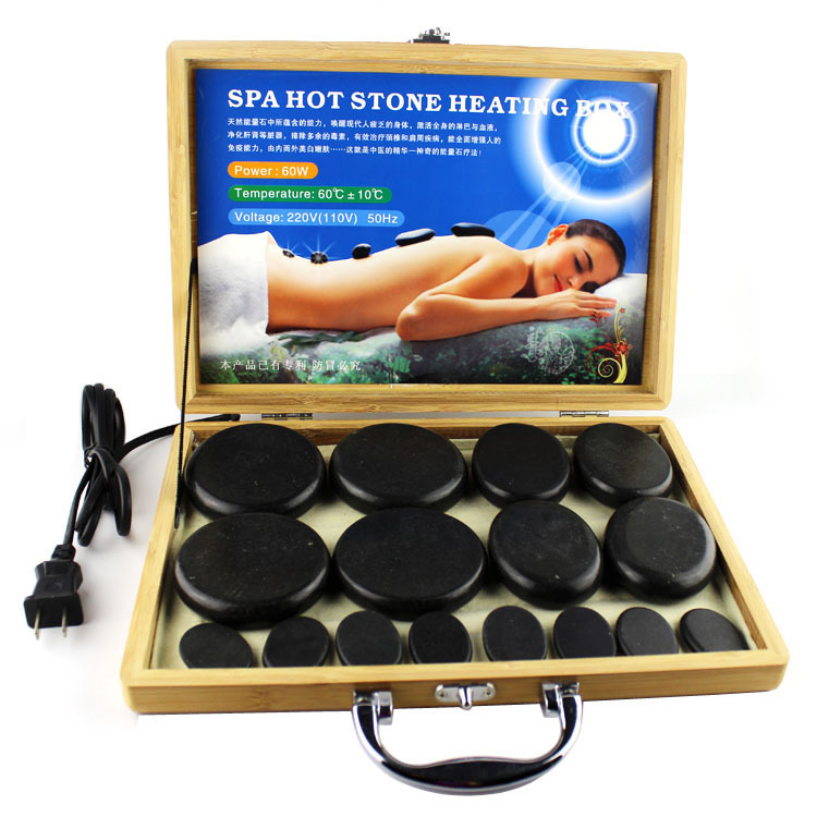 

16Pcs Natural Energy Hot Massage Stone Heater Box Kit