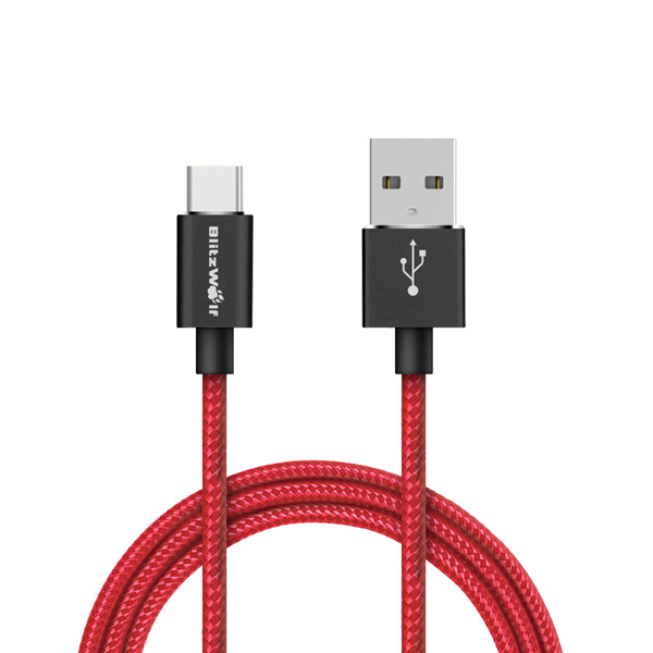 

BlitzWolf® BW-TC1 3A USB Type-C Плетеный зарядный кабель для передачи данных 1м с Magic Tape ремешком