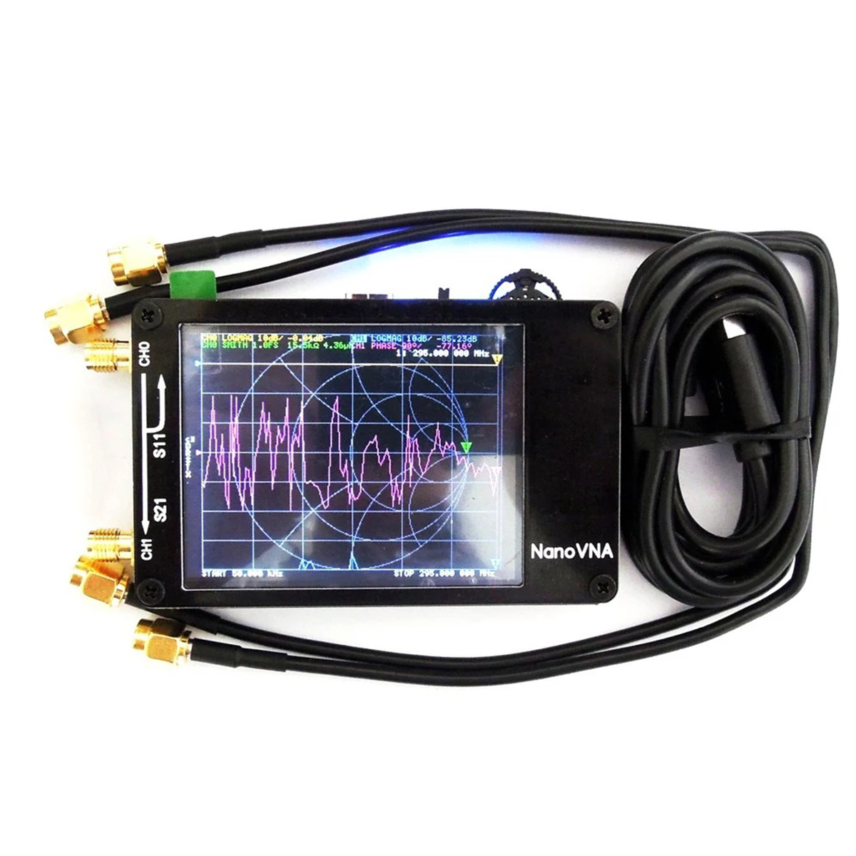 100khz-55Mhz 143-148Mhz Scanning Full Color Touch Antenna Analyzer 3.2" TFT LCD 