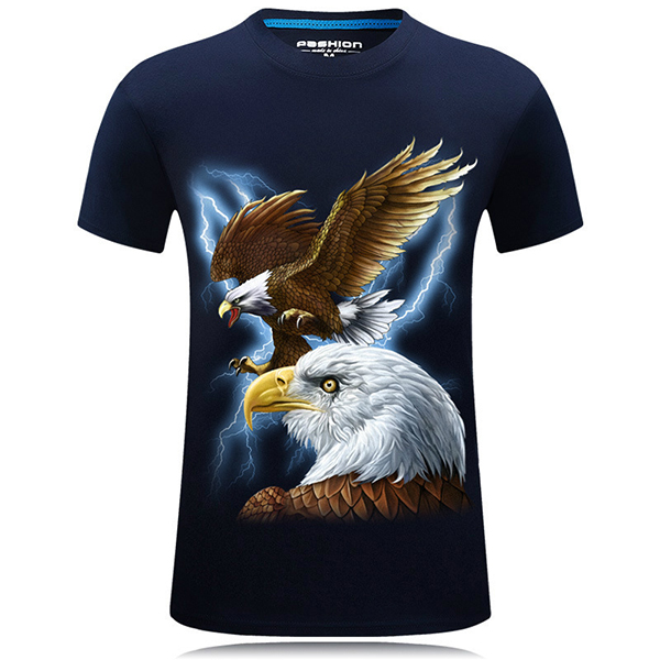 

Plus Size S-4XL Fashion 3D Eagle Printed O-neck T-shirt Men's Casual Short Sleeve Tops Tees