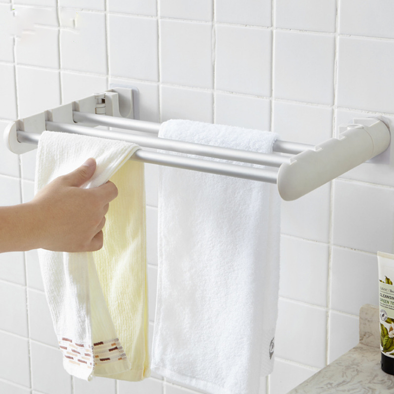 

Free Punching Towel Holder Rack Wall-mounted Bathroom Storage Rack