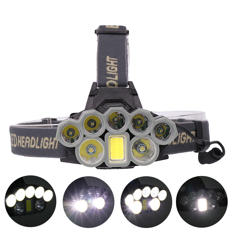 

XANES 4108 3000LM 2*T6 5*XPE LED+COB 6 Modes Bicycle Camping Headlamp 2*18650 Battery USB Rechargeable