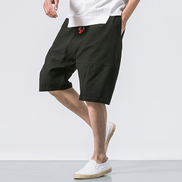 Men's casual loose cotton linen knee length shorts Sale - Banggood.com ...