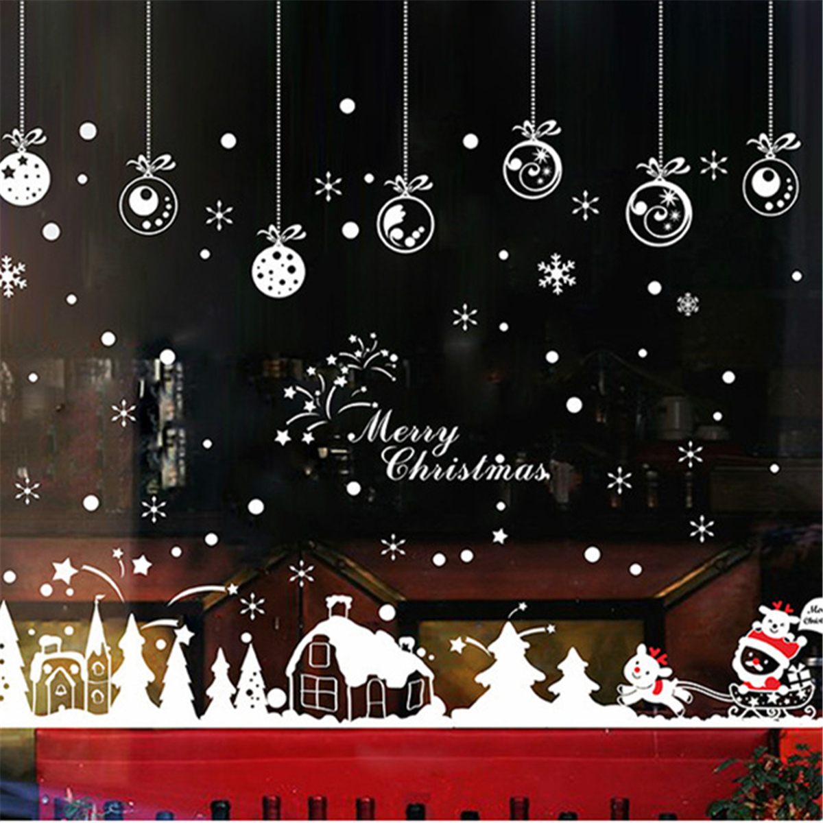 

Рождество Рождество Стикер Окна Снежинка Оленей Санта-Клауса Дерево Домашнего Декора Новый Стикер Стены